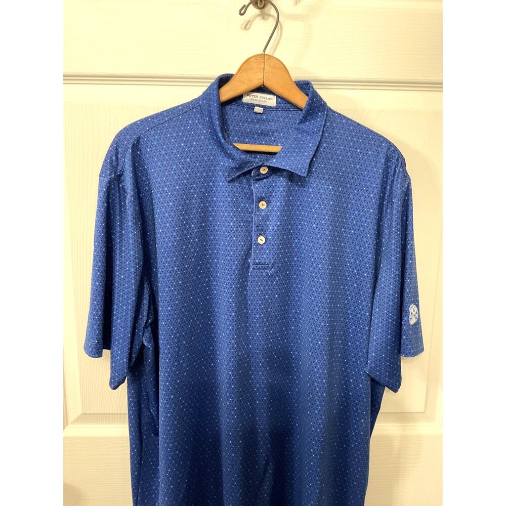 Peter Millar Summer Comfort Polo Shirt XL Blue Performance Stretch Golf Men's